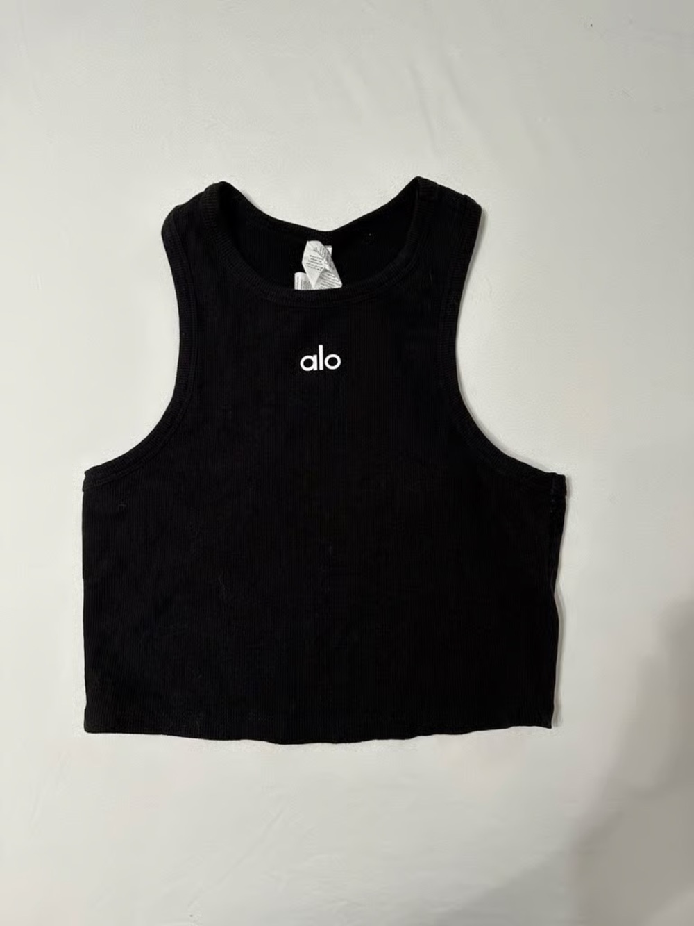 ALO Yoga Black Ribbed Cropped Tank Top